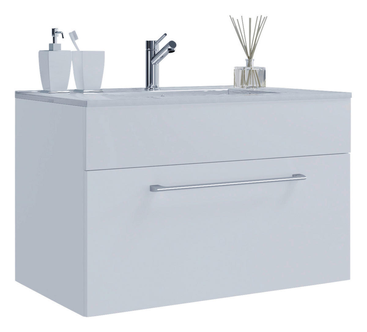 WASCHTISCHKOMBI 80 cm  - Silberfarben/Weiß, MODERN, Keramik/Holzwerkstoff (80cm) - MID.YOU