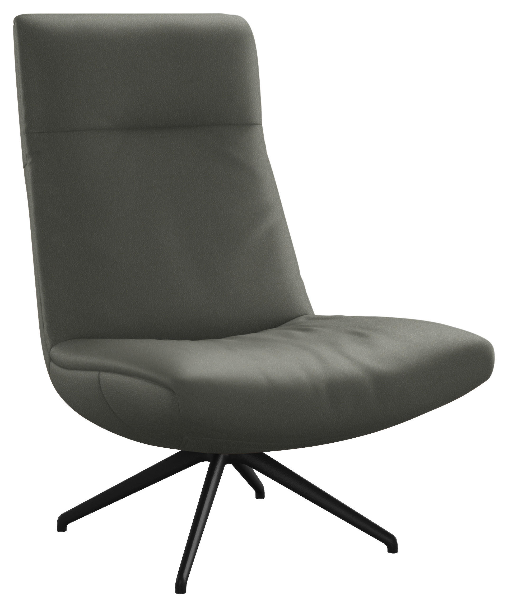 SESSEL in Echtleder Hellgrau  - Hellgrau/Schwarz, Modern, Leder/Metall (74/105/92cm) - Johann Jakob