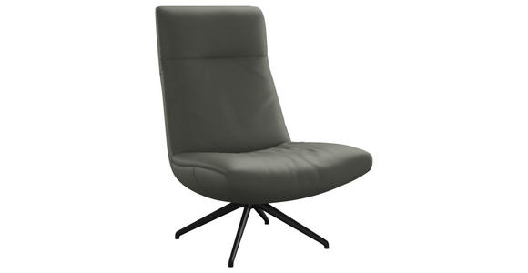 SESSEL in Echtleder Hellgrau - Hellgrau/Schwarz, MODERN, Leder/Metall (74/105/92cm) - Johann Jakob