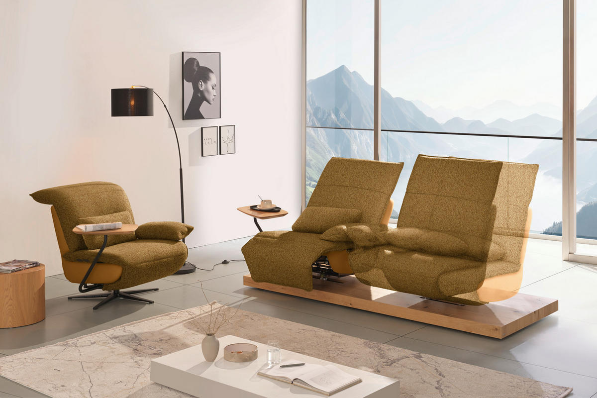 SESSEL in Flachgewebe, Mikrofaser Currygelb  - Currygelb/Schwarz, Design, Textil/Metall (84/65/91cm) - Koinor