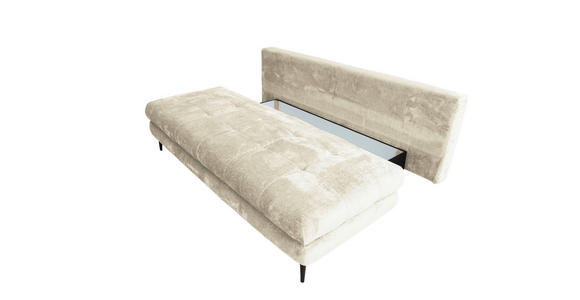 SCHLAFSOFA  mit Liegefunktion, Schlafen auf Sitzhöhe, Rücken echt Chenille Creme  - Creme/Schwarz, KONVENTIONELL, Textil/Metall (203/94/96cm) - Carryhome