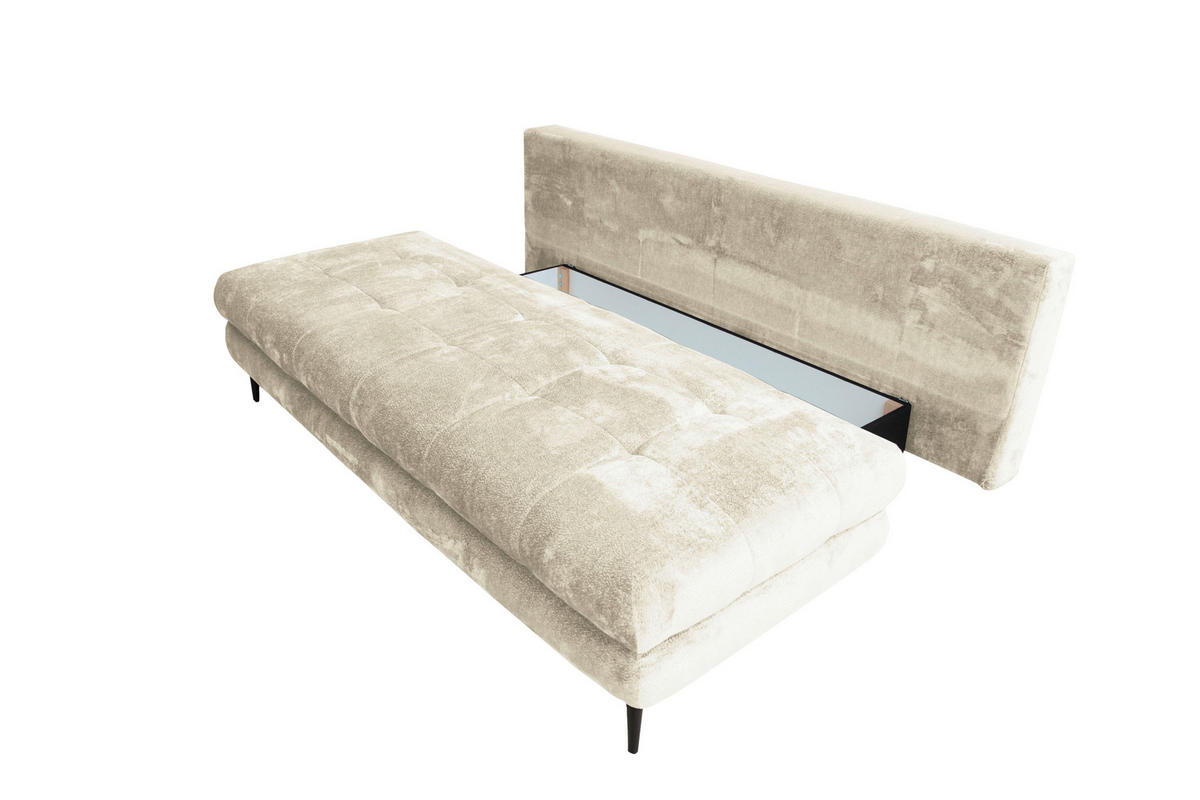 SCHLAFSOFA Chenille Creme  - Creme/Schwarz, KONVENTIONELL, Textil/Metall (203/94/96cm) - Carryhome