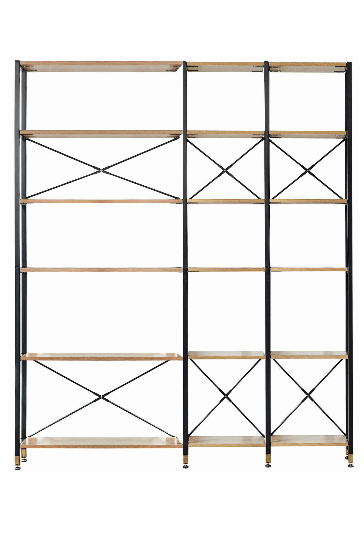 REGAL  170/210/30 cm Naturfarben, Schwarz  - Schwarz/Naturfarben, Design, Holzwerkstoff/Metall (170/210/30cm) - Livetastic