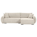 ECKSOFA Beige Flachgewebe Zierkissen, Rückenkissen, Bettkasten, Schlaffunktion, Rücken echt, Liegefläche im Originalstoff  - Beige/Schwarz, KONVENTIONELL, Kunststoff/Textil (145/285cm) - Carryhome