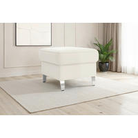 HOCKER ARNGAST E Echtleder Weiß  - Chromfarben/Weiß, Basics, Leder/Metall (58/48/58cm) - Sit & More