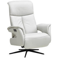 RELAXSESSEL in Leder Silberfarben  - Silberfarben/Schwarz, Design, Leder/Metall (78/106/88cm) - Welnova