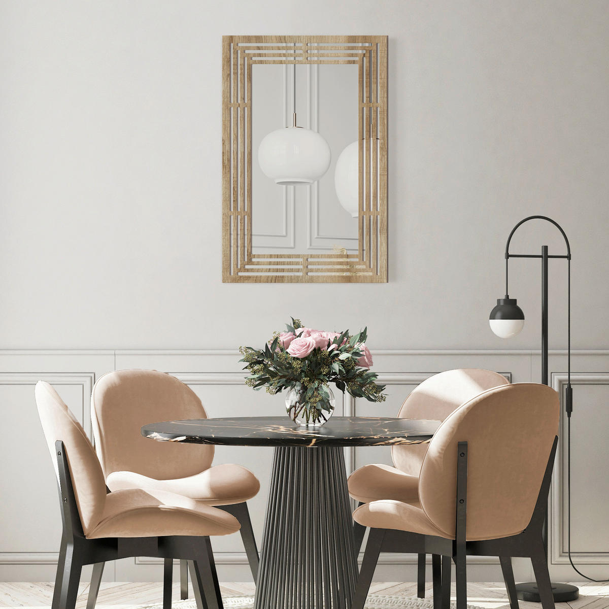 DEKOSPIEGEL  40/60 cm   in rechteckig  - Eichefarben, Basics, Glas/Holz (40/60cm)