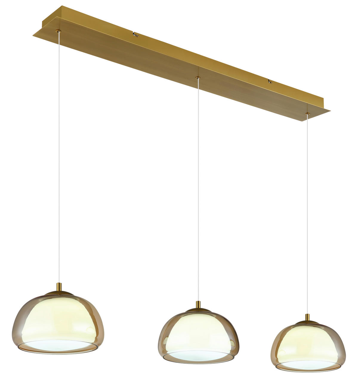 LED-HÄNGELEUCHTE 117/25/150 cm  - Transparent/Goldfarben, Design, Glas/Kunststoff (117/25/150cm) - Globo