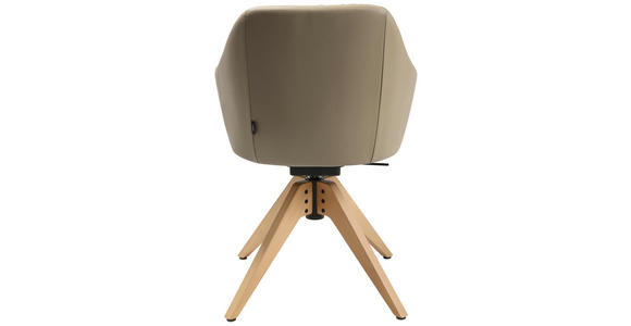 ARMLEHNSTUHL in Echtleder pigmentiert - Eichefarben/Beige, Design, Leder/Holz (58/82,5-85,2/60cm) - Johann Jakob