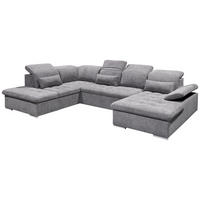 WOHNLANDSCHAFT Grau Mikrovelours  - Dunkelgrau/Silberfarben, KONVENTIONELL, Kunststoff/Textil (240/340/188cm) - MID.YOU
