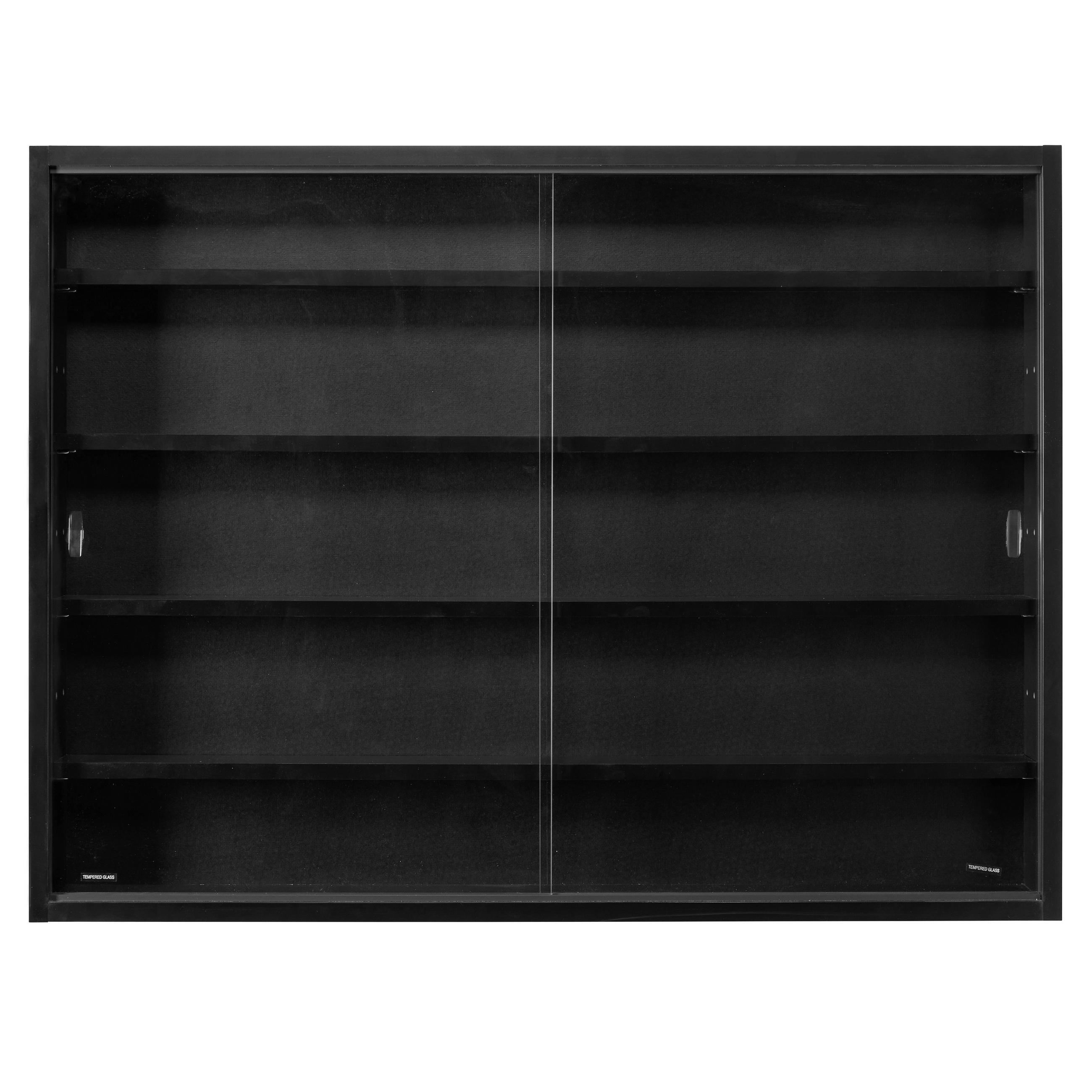 VITRINA VISEĆA 80/60/9,5 cm   - prozirno/crna, Konvencionalno, staklo/drvni materijal (80/60/9,5cm) - MID.YOU