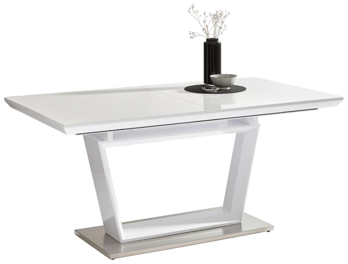 JÍDELNÍ STŮL, bílá, barvy nerez oceli, 160(240)/90/76 cm - bílá/barvy nerez oceli, Design, kov/kompozitní dřevo (160(240)/90/76cm) - Novel