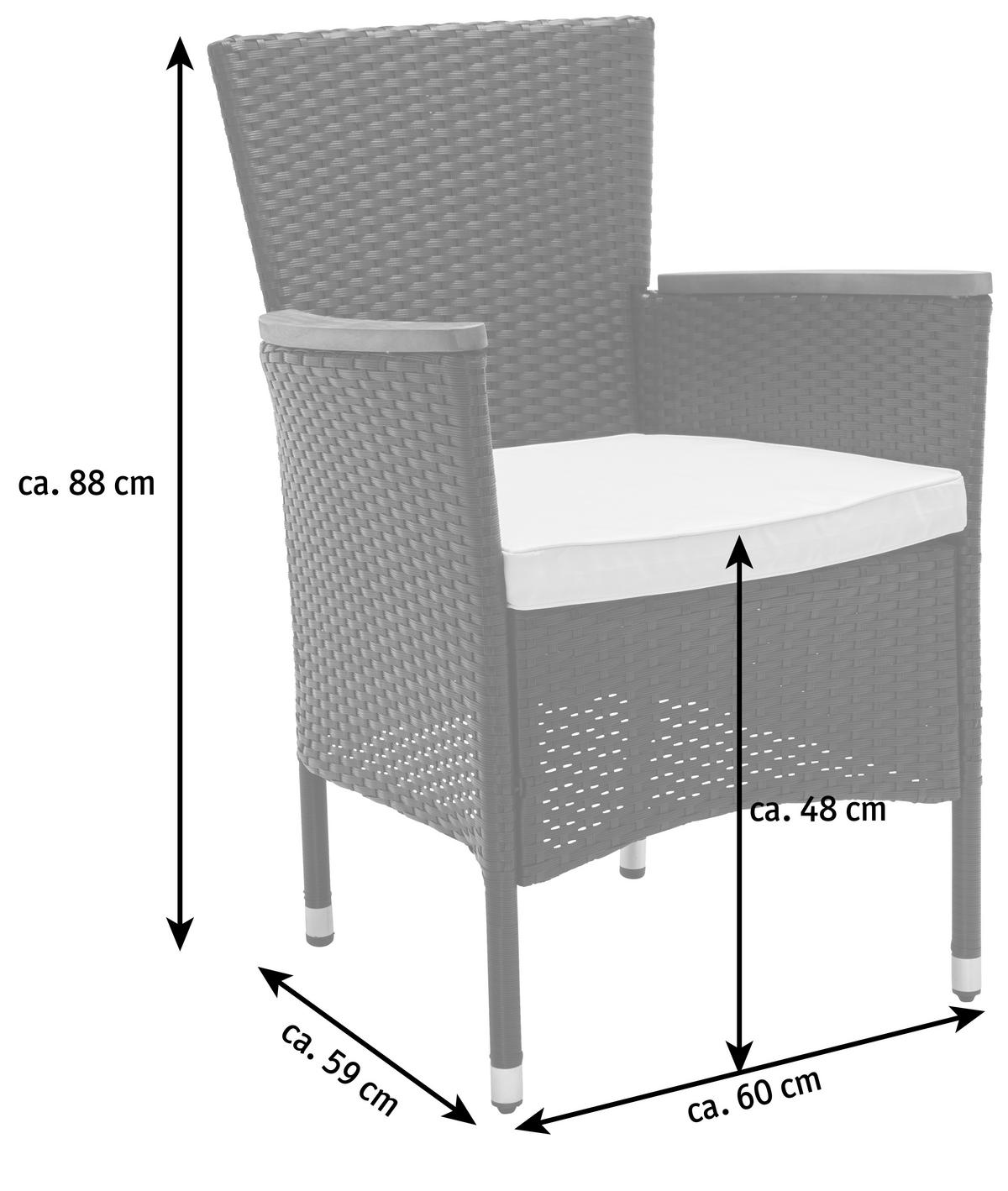 GARTENTISCHGRUPPE Akazie Hartholz Stahl  - Creme/Schwarz, Design, Holz/Kunststoff - Ambia Garden