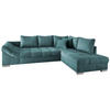 ECKSCHLAFSOFA in Petrol Textil   - Silberfarben/Petrol, Design, Holz/Textil (298/202cm) - MID.YOU