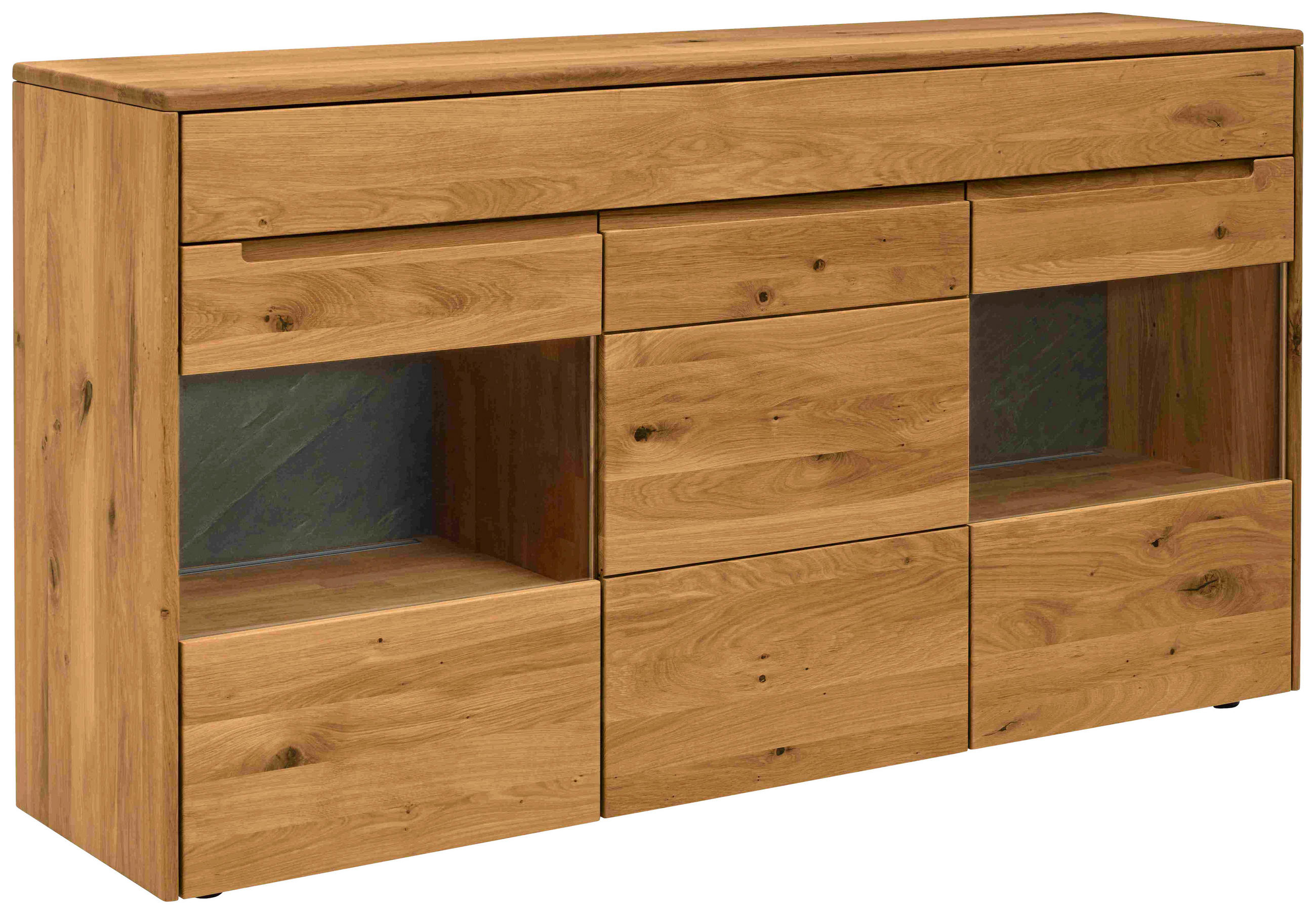 SIDEBOARD Eichefarben  184,4/101/47,1 cm  - Eichefarben, Natur, Glas/Holz (184,4/101/47,1cm) - Valdera