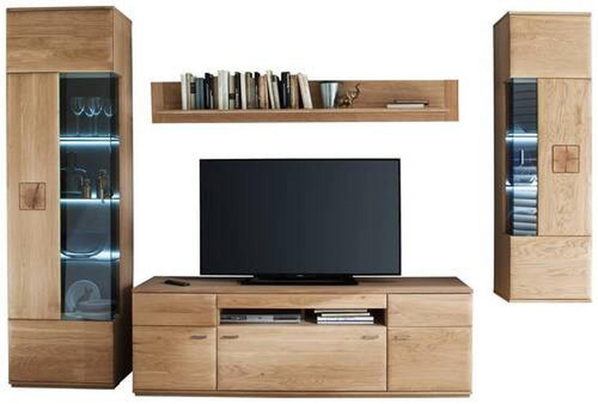 TV-ELEMENT  in 180/58/50 cm  - Eichefarben/Nickelfarben, Design, Holz/Holzwerkstoff (180/58/50cm) - Livetastic