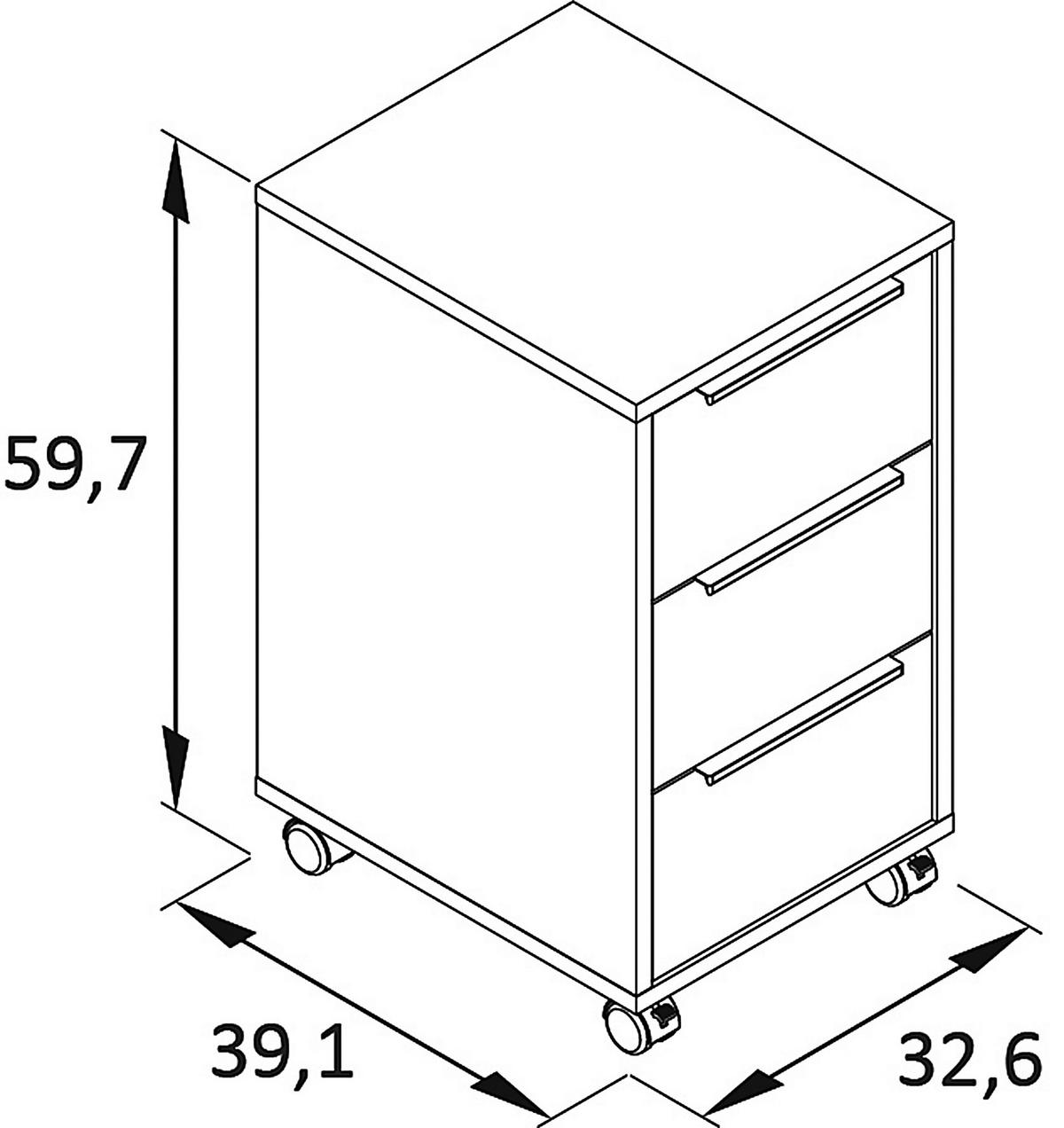 ROLLCONTAINER Eichefarben, Mauve  - Eichefarben/Mauve, Basics, Holzwerkstoff/Kunststoff (32,6/59,7/39,1cm) - MID.YOU