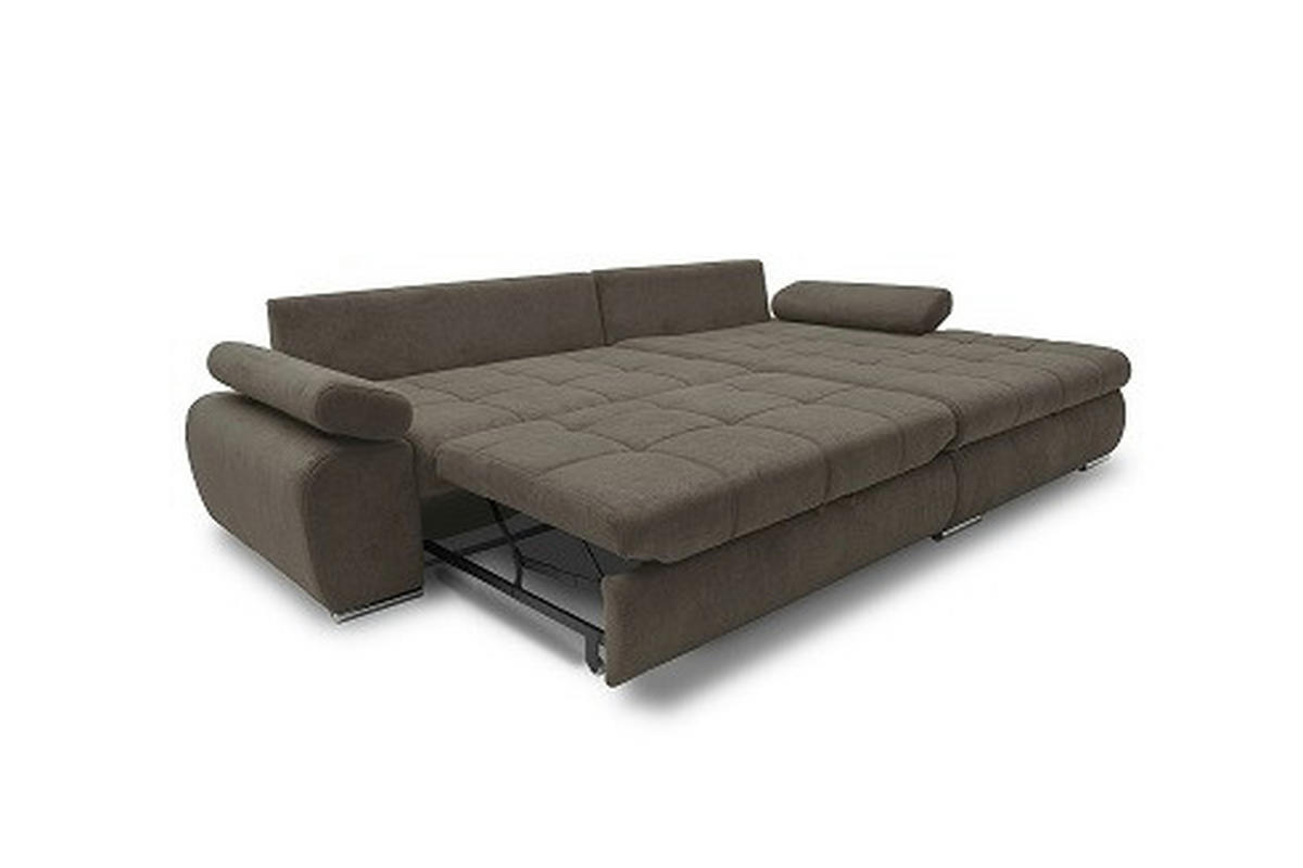 ECKSOFA Anthrazit Flachgewebe Rückenkissen, Bettkasten, Schlaffunktion, Rücken echt, Armteilverstellung  - Chromfarben/Anthrazit, Design, Kunststoff/Textil (294/173cm) - Carryhome