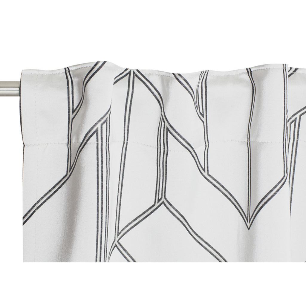 Thumbnail - Schöner Wohnen Fertigvorhang Elian, Creme, Grau, Textil, Graphik, 130x250 cm, für Stange und Schiene geeignet, Wohntexti...