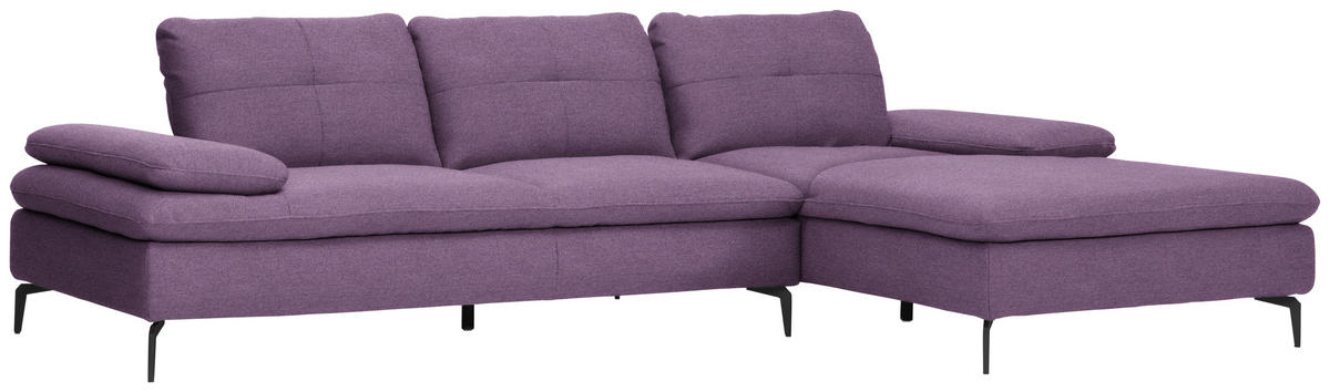 ECKSOFA in Webstoff Lila  - Lila/Schwarz, Design, Textil/Metall (301/179cm) - Chilliano