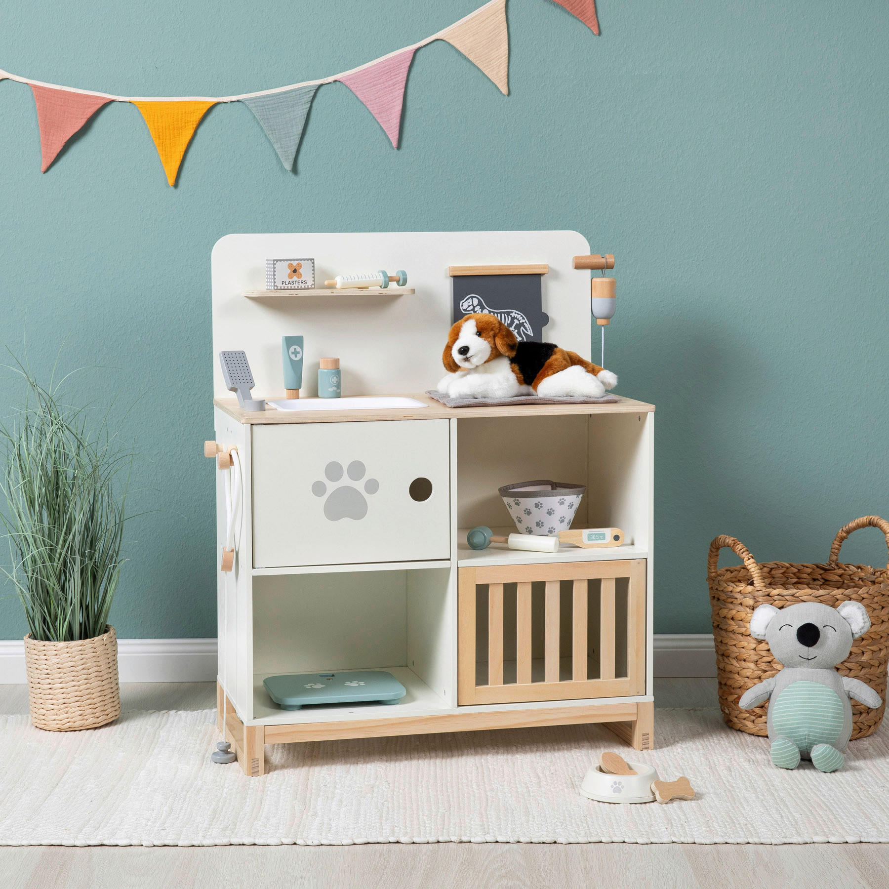 Thumbnail - Musterkind Doktortisch Thymus, Natur, Weiß, Holz, 3-teilig, 31x75x65 cm, Fsc, EN 71, CE, Spielzeug, Kinderspielzeug, Son...