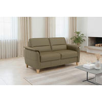 3-SITZER-SOFA PALMERA E Echtleder Olivgrün  - Eichefarben/Olivgrün, Basics, Leder/Holz (179/89/89cm) - Sit & More