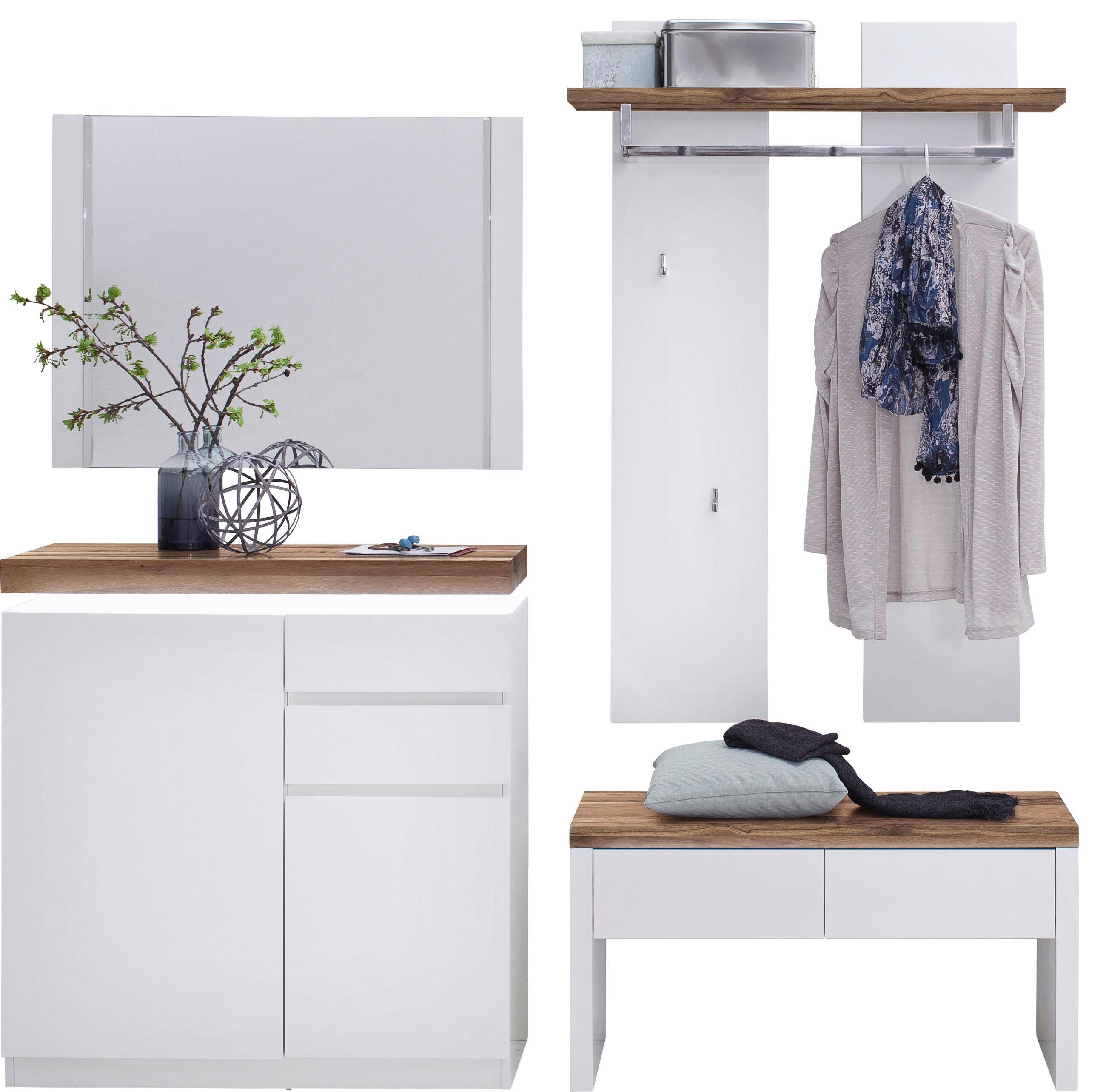 Garderobe 4 Teilig In Weiss Mit Led Beleuchtung