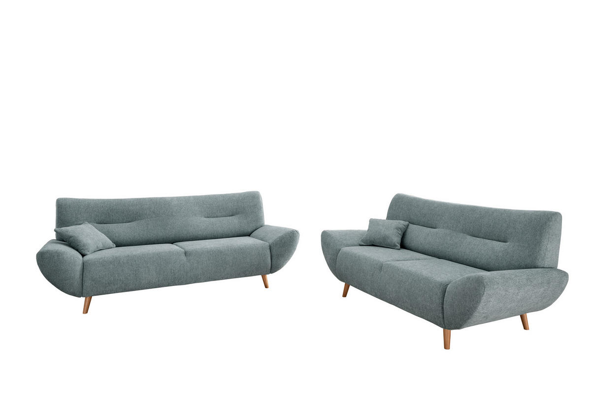 3-SITZER-SOFA in Chenille Blau  - Wildeiche/Blau, Modern, Holz/Textil (205/81/90cm) - MID.YOU