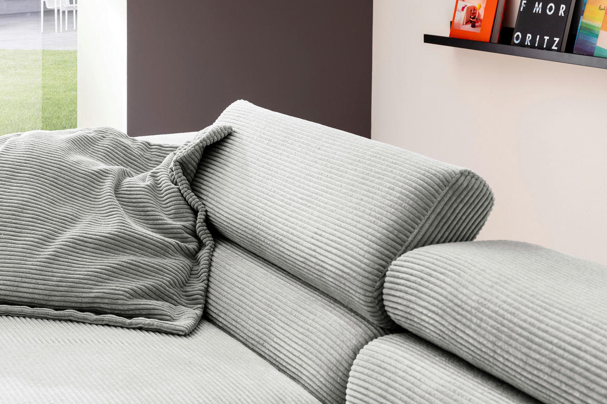 ECKSOFA inkl. Funktion in Cord Petrol  - Petrol/Schwarz, Modern, Textil/Metall (219/309cm) - Pure Home Lifestyle