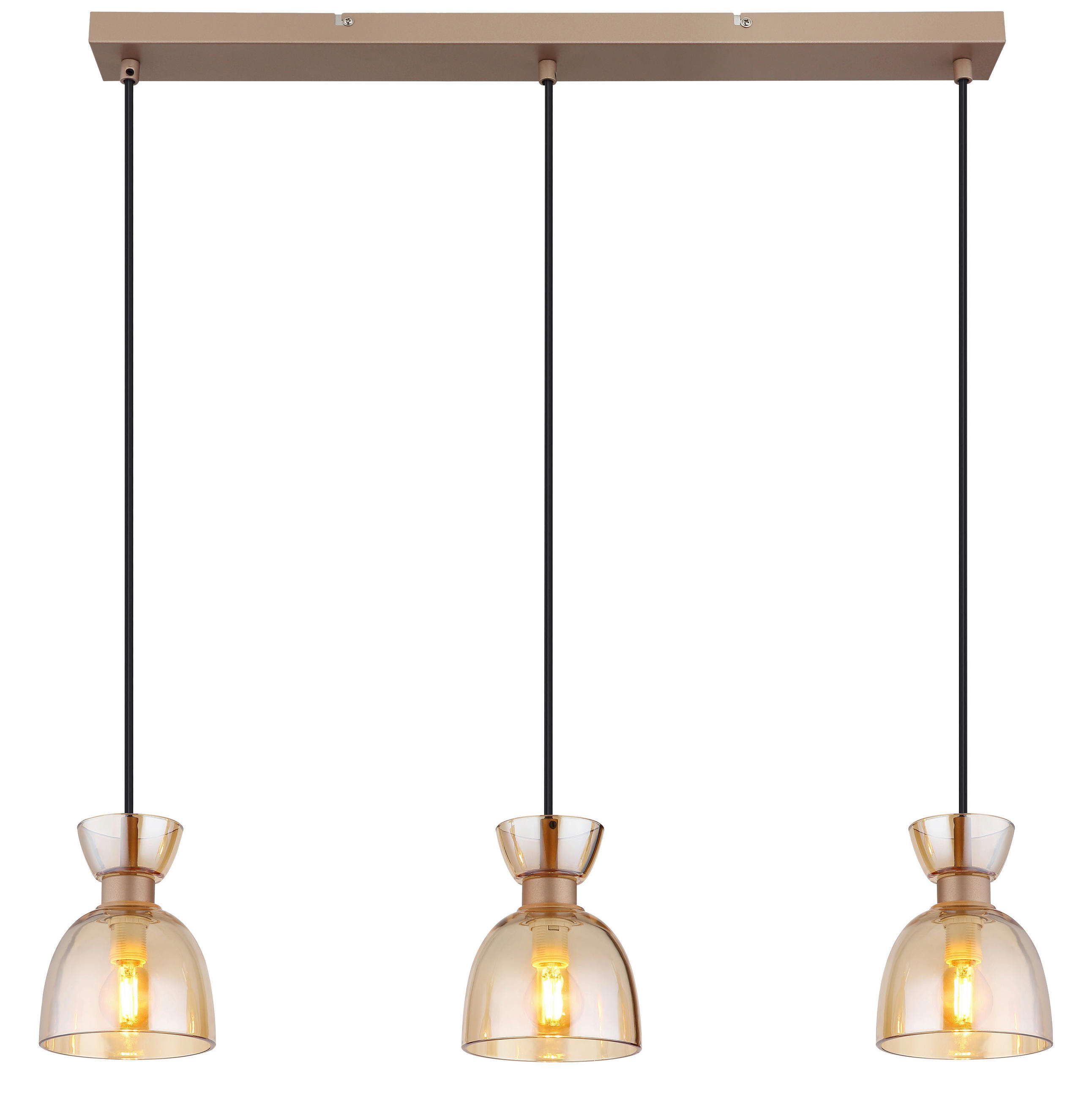 HÄNGELEUCHTE 65/13/120 cm  - Bernsteinfarben/Schwarz, Design, Glas/Kunststoff (65/13/120cm) - Globo