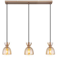 HÄNGELEUCHTE 65/13/120 cm  - Bernsteinfarben/Schwarz, Design, Glas/Kunststoff (65/13/120cm) - Globo