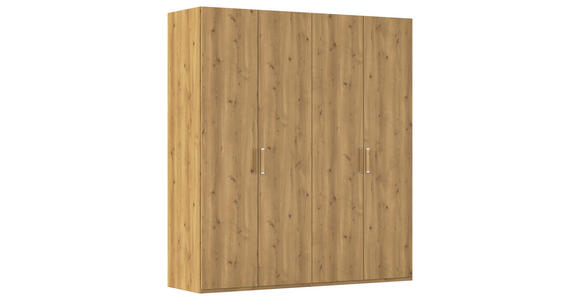 DREHTÜRENSCHRANK 201/223/60 cm 4-türig Eichefarben  - Eichefarben/Silberfarben, Design, Holzwerkstoff/Kunststoff (201/223/60cm) - Novel