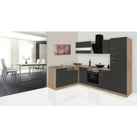 ECKKÜCHE 172/280 cm  in Grau, Eichefarben  - Eichefarben/Grau, Basics, Glas/Holzwerkstoff (172/280cm) - Respekta