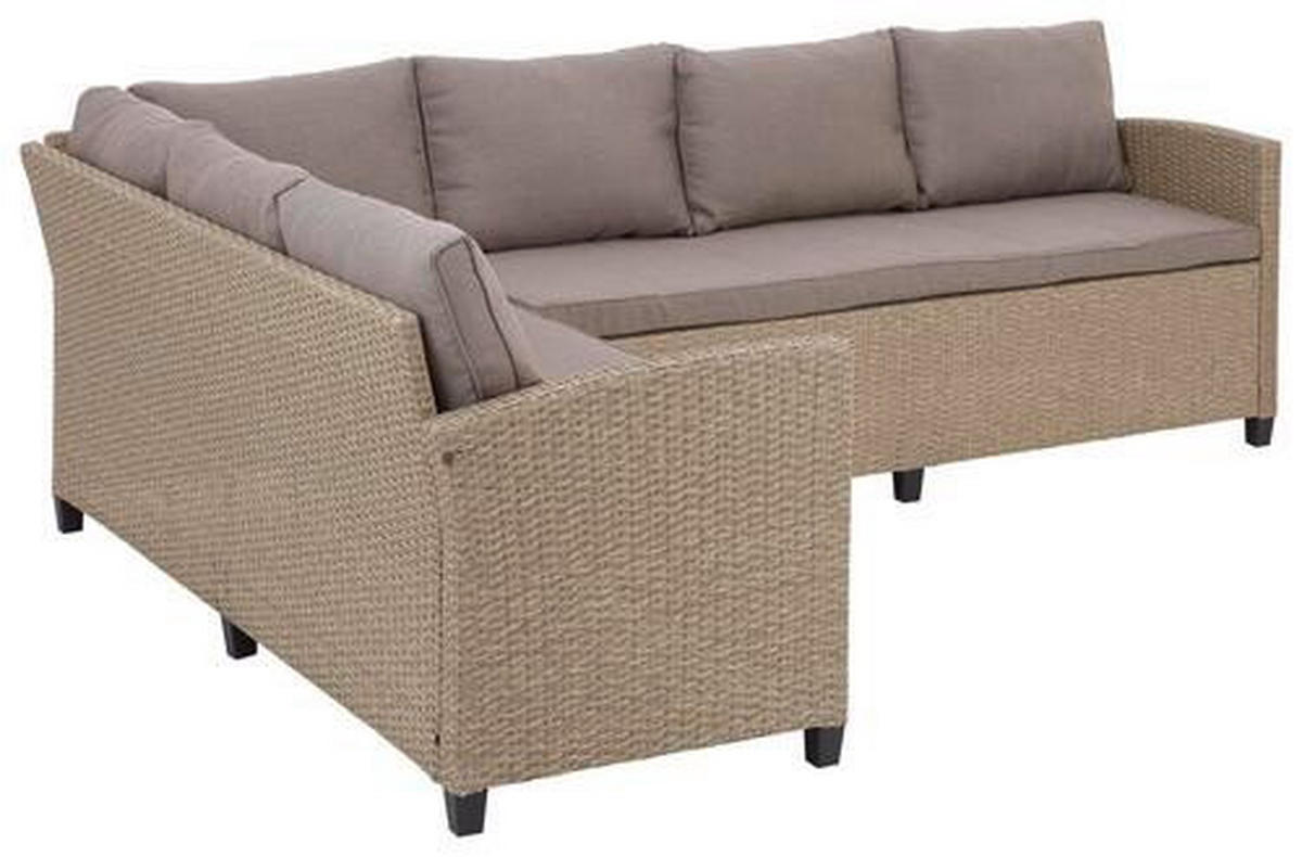 Loungegarnitur 6-tlg. Porto II 175/232 cm Stahl  - Hellgrau/Braun, MODERN, Kunststoff/Textil (175/232cm) - Luca Bessoni