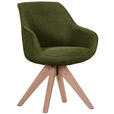 ARMLEHNSTUHL drehbar  Stoffauswahl, Typenauswahl, Sitzfläche 360° drehbar Cord  - Dunkelgrün/Eichefarben, Design, Holz/Textil (60/83/65cm) - Landscape