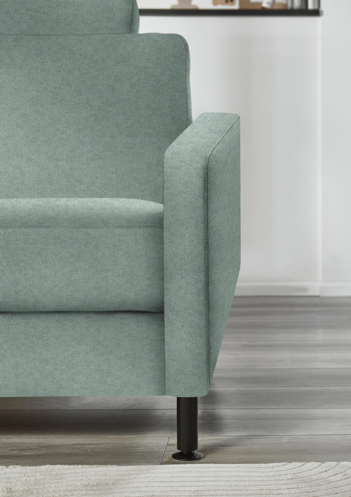 ECKSOFA  in Chenille, Flachgewebe Mintgrün  175/316 cm  - Schwarz/Mintgrün, Design, Textil/Metall (175/316cm) - Dieter Knoll