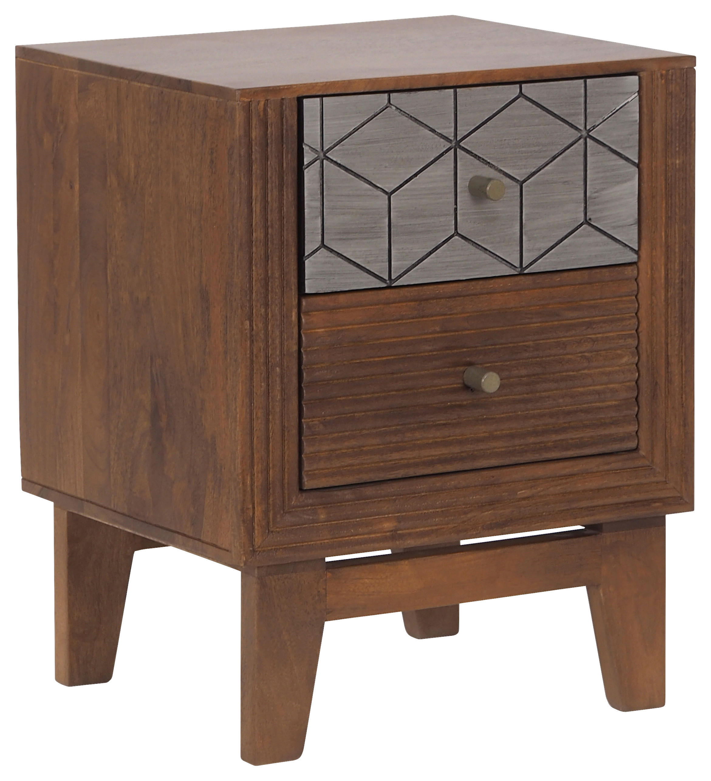 NACHTKÄSTCHEN 40/50/35 cm  in Hartholz Mangoholz Grau, Honig  - Goldfarben/Grau, MODERN, Holz/Metall (40/50/35cm) - MID.YOU