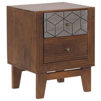 ÉJJELISZEKRÉNY keményfa mangófa szürke, méz  - aranyszínű/szürke, Modern, fém/fa (40/50/35cm) - MID.YOU