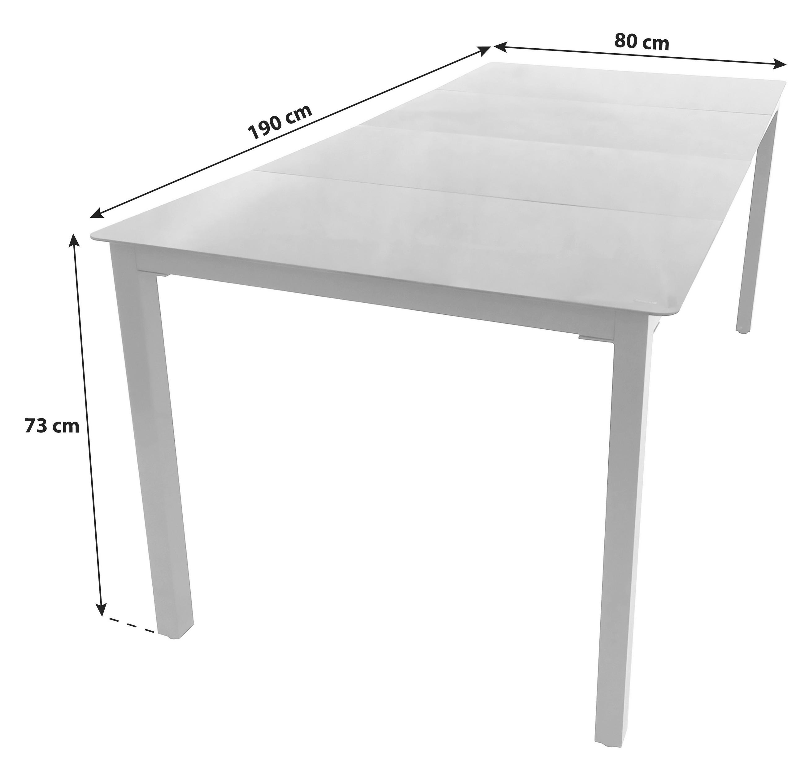 GARTENTISCH 190/80/73 cm Metall, Glas Schwarz rechteckig  - Schwarz, Basics, Glas/Metall (190/80/73cm) - MID.YOU