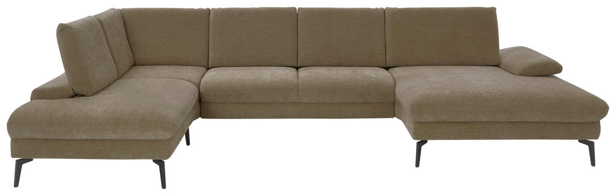 WOHNLANDSCHAFT in Webstoff Hellbraun  - Hellbraun/Schwarz, Design, Textil/Metall (208/354/157cm) - Dieter Knoll