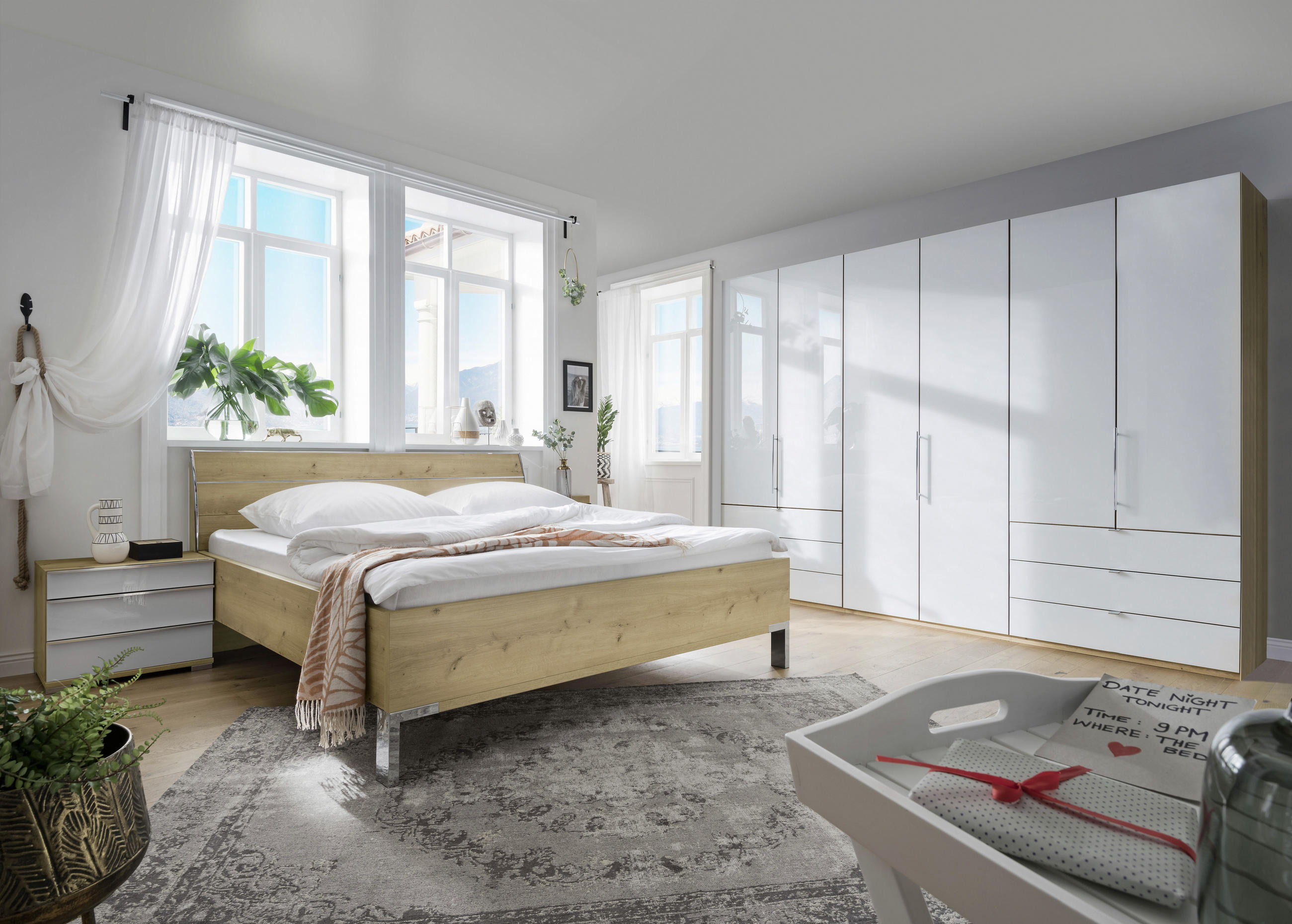 BETTANLAGE - Eichefarben, KONVENTIONELL, Glas/Holzwerkstoff (180/200cm) - Venda