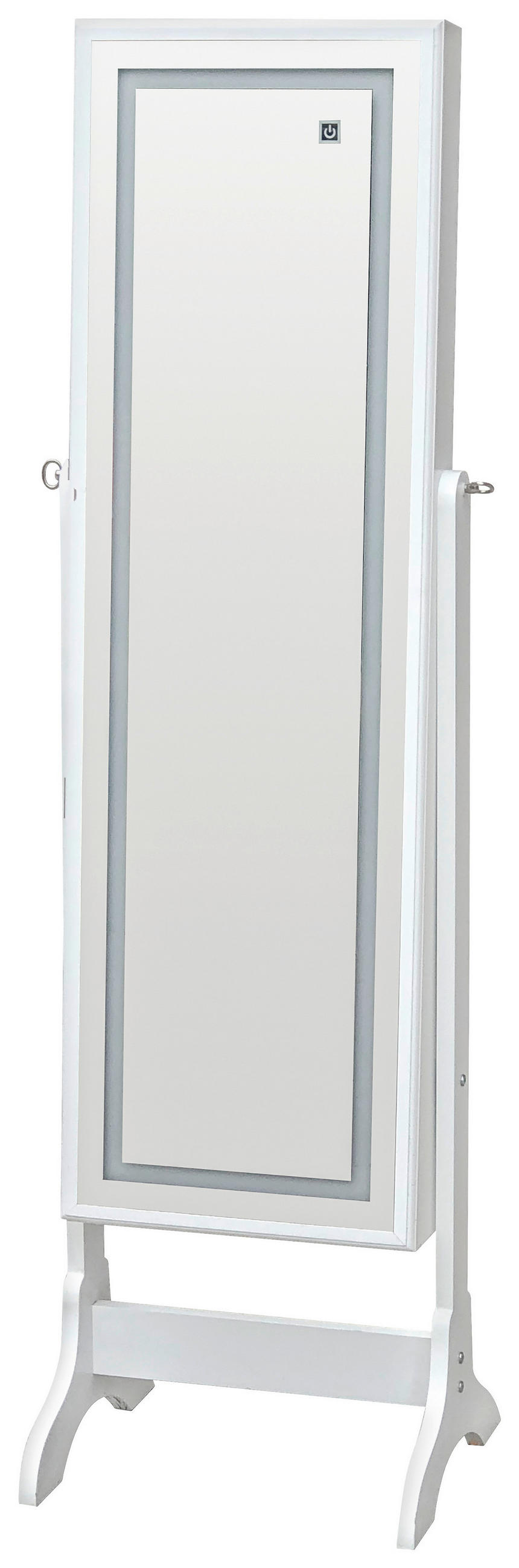 Schmuckschrank Miri Weiß H: 148 Cm Stehend, Spiegel + Led