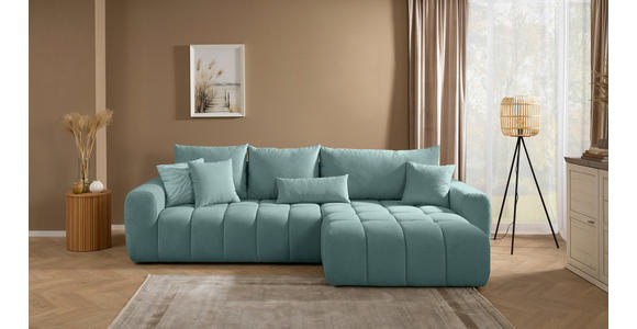 ECKSOFA Petrol Velours  - Petrol/Schwarz, KONVENTIONELL, Kunststoff/Textil (298/168cm) - Carryhome