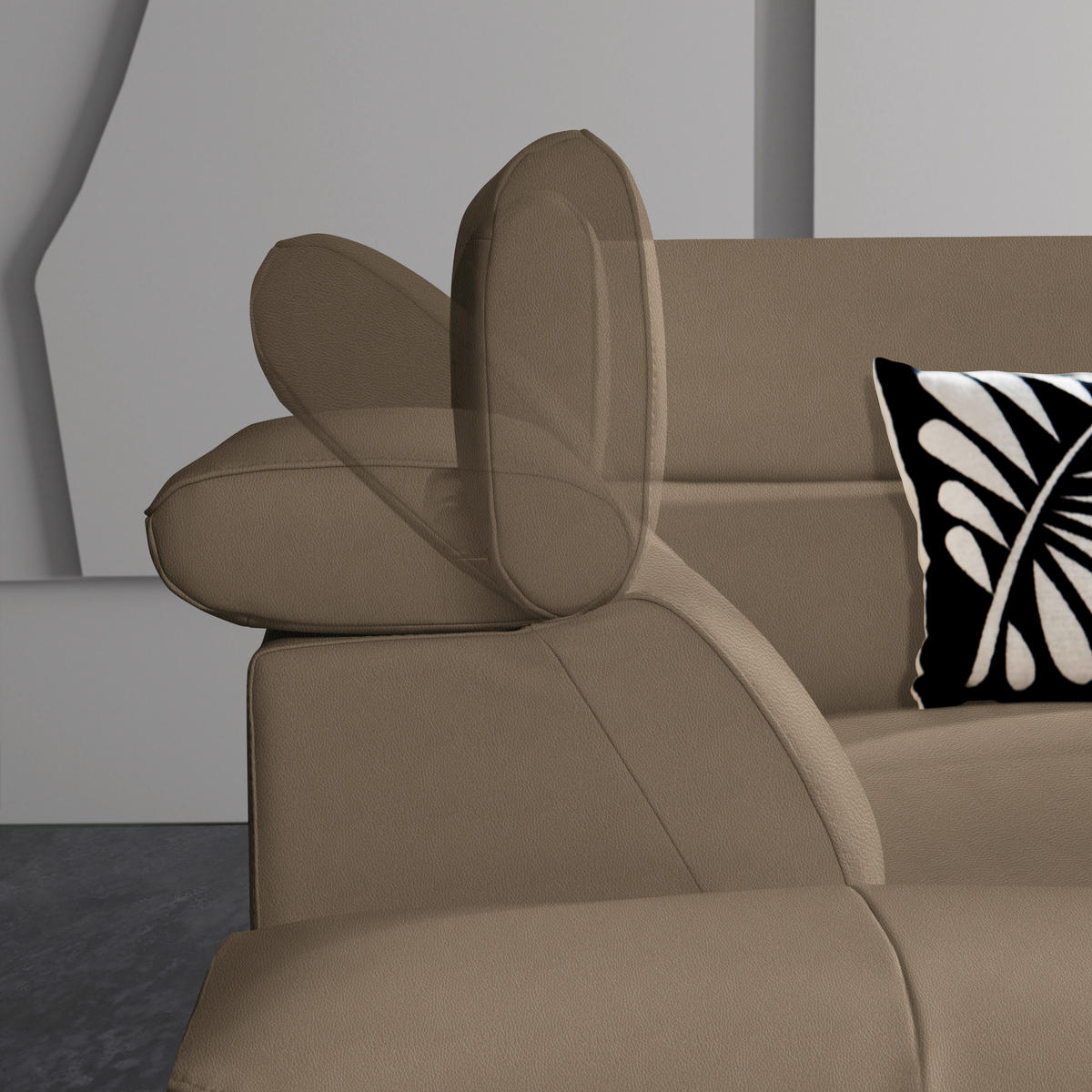 ECKSOFA in Echtleder Hellbraun  - Hellbraun/Schwarz, Design, Leder/Metall (281/225cm) - Celina Home