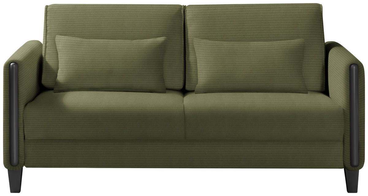 SCHLAFSOFA in Holz, Textil Schwarz, Olivgrün  - Schwarz/Olivgrün, Design, Holz/Textil (174/88/104cm) - Niels Andersson