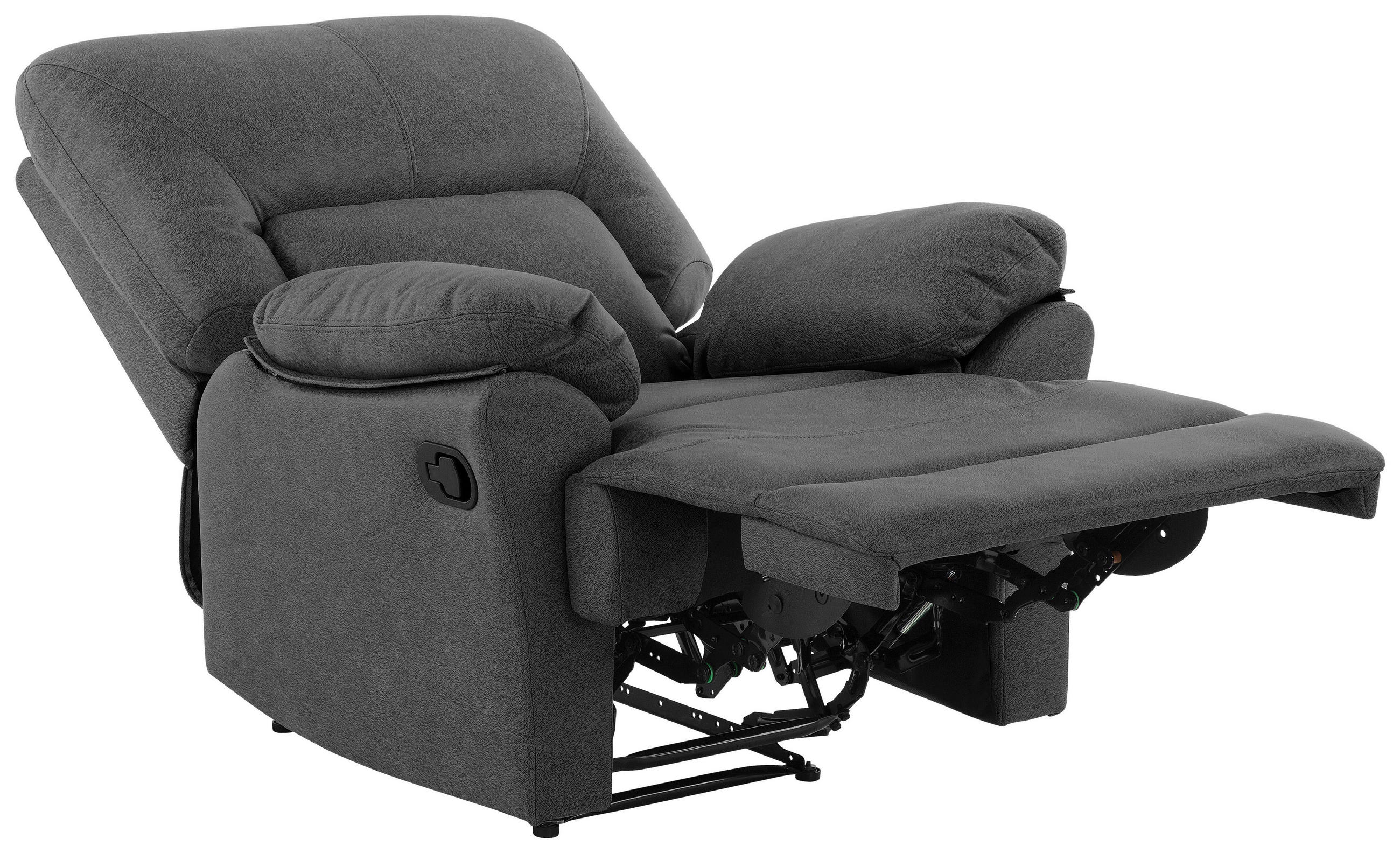 RELAXSESSEL Mikrofaser    - Schwarz/Grau, KONVENTIONELL, Textil/Metall (89/99.5/94cm) - Livetastic