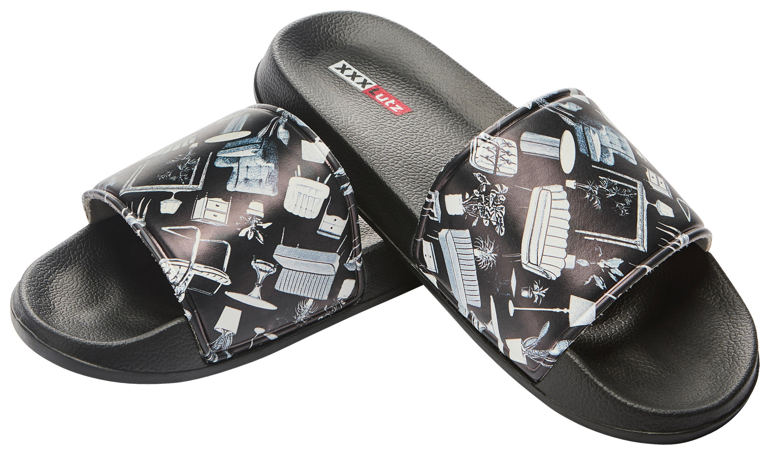 HAUSSCHUHE Schwarz, Weiß  - Schwarz/Weiß, Design, Kunststoff (44null)