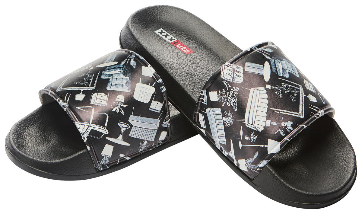 HAUSSCHUHE Weiß, Schwarz  - Schwarz/Weiß, Design, Kunststoff (44null)