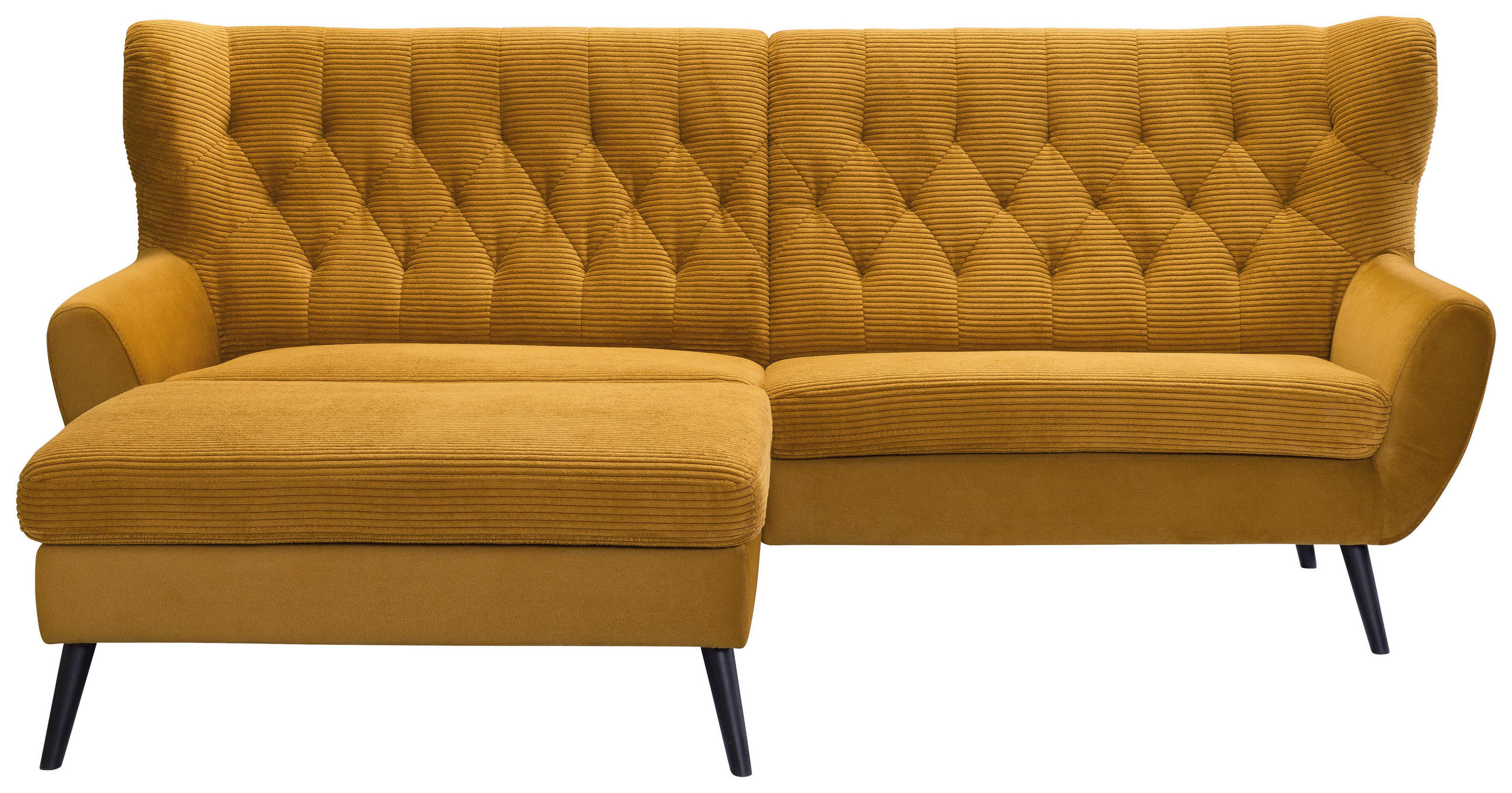 ECKSOFA Cord Currygelb  - Currygelb/Schwarz, Design, Holz/Textil (165/237cm) - Stylife