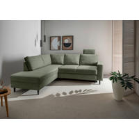 ECKSCHLAFSOFA Passione Mintgrün Chenille  - Schwarz/Mintgrün, MODERN, Holz/Textil (200/242cm) - Livetastic